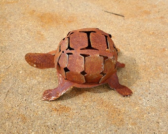 Iron Desert Tortoise | Metal Yard Art ~ Garden Gnome Southwest Sonoran Desert Arizona Yard Decor Turtle Shell Cute Reptile Indoor Outdoor