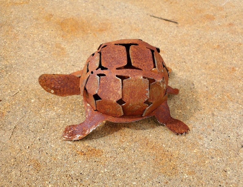 Iron Desert Tortoise Metal Yard Art Garden Gnome Southwest Sonoran Desert Arizona Yard Decor Turtle Shell Cute Reptile Indoor Outdoor image 1