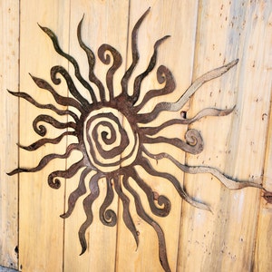 Iron Sun Spiral Metal Wall Art Kokopelli Flat Wall-Mounted Rusted Southwest Sonoran Desert Arizona Yard Decor Rustic Mexican Sol image 4