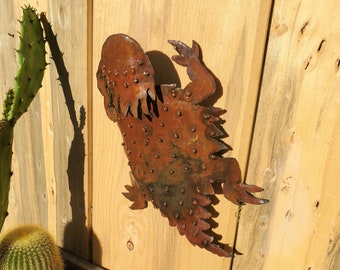 Iron Horny Toad Horned Lizard | Metal Art ~ Southwest Sonoran Desert Home Yard Decor Arizona Rustic Mexican Lizard Texas