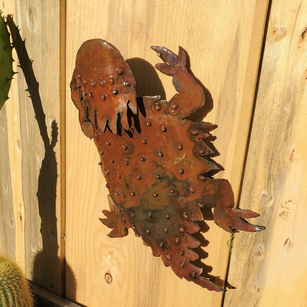 Iron Horny Toad Horned Lizard | Metal Art ~ Southwest Sonoran Desert Home Yard Decor Arizona Rustic Mexican Lizard Texas