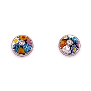 Murano Millefiori Multi Colored Round Glass Stud Earring By Alan K Murano Multi Color