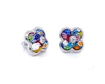 Argent Sterling Coeur Murano Millefiori Collier Vénitien filles Alan K Vintage
