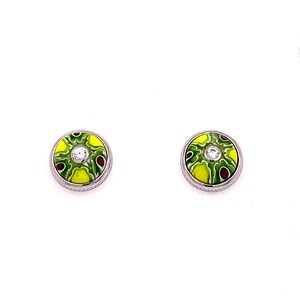 Murano Millefiori Multi Colored Round Glass Stud Earring By Alan K Murano Green