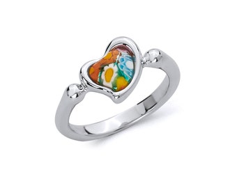 Details about   Alan K Silver Ring Multicolor Murano Glass Faceted Pear Shape With Electroform 