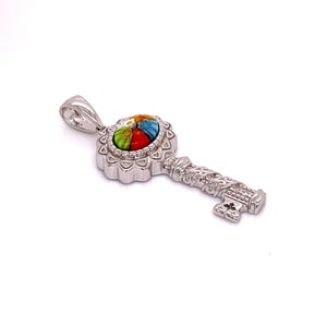 Colgante de llave de vidrio Millefiori Murano de inspiración vintage