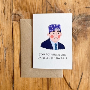 Prison mike Grußkarte | A6 Blanko-Karte mit Umschlag | Das US Büro, Michael Scott | TV Zitate, Filme | Lustig, Illustriert