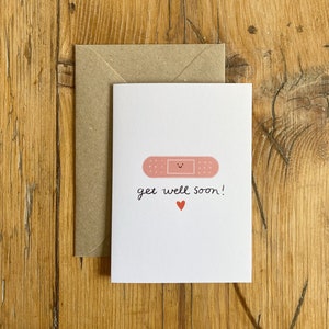 Get Well Soon Card | Illustrated A6 Greeting Card | Blank with Envelope | Cute, Simple, Sweet