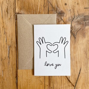 Love You Geïllustreerde Wenskaart | A6 Lege kaart | Zwart-wit, minimale | Verjaardag