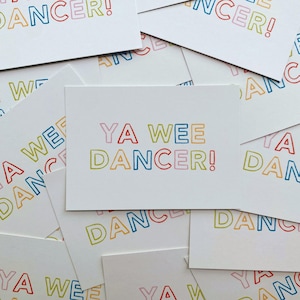 Ya Wee Dancer Thank You Blank A6 Postkarte | 10er oder 20er Pack | Grußkarte, Kleines Geschäft, Party | Schotte, Glasgow