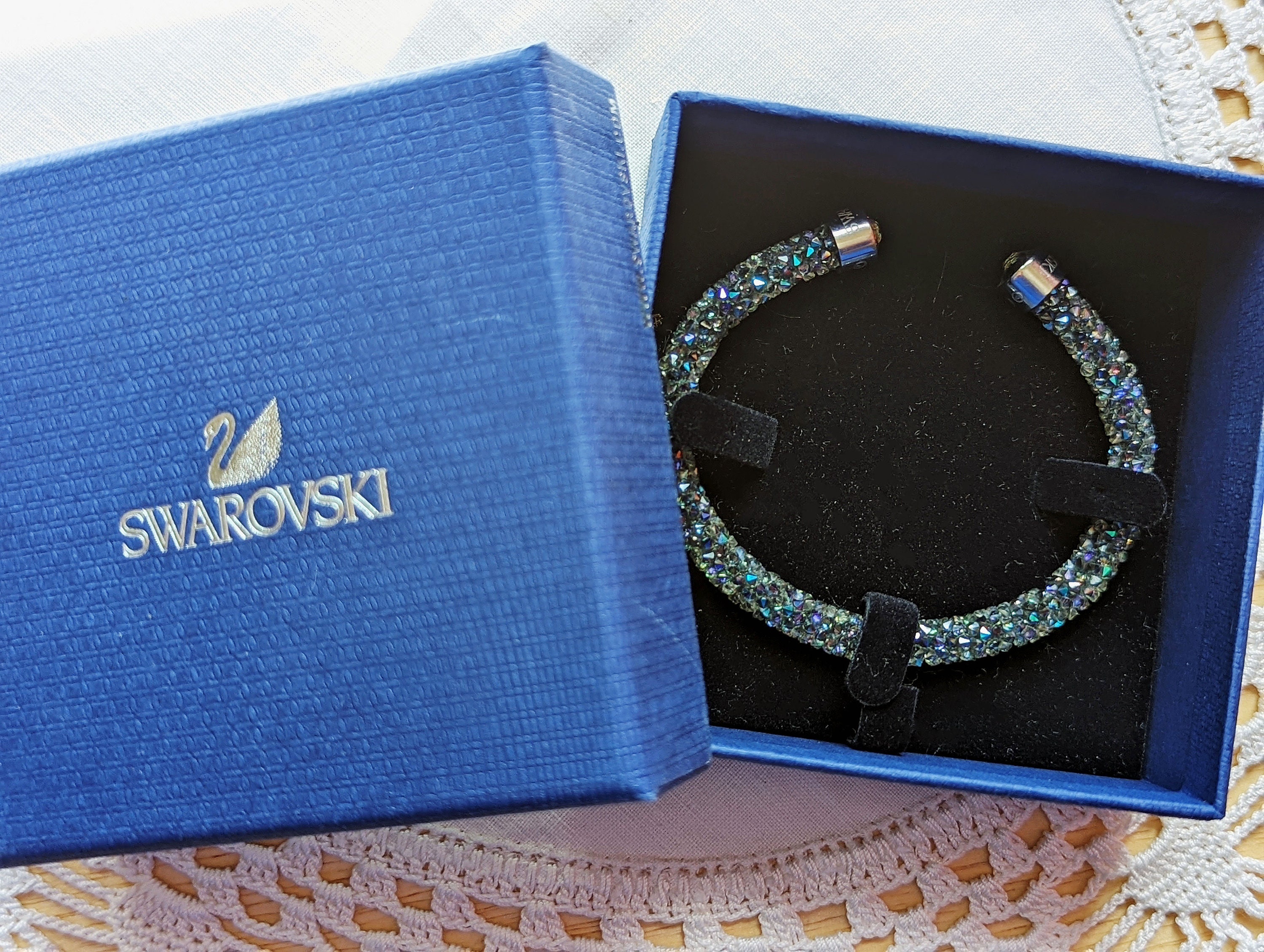 Swarovski Crystaldust Cross Cuff, Blue, Stainless steel 5348052 - Morré  Lyons Jewelers