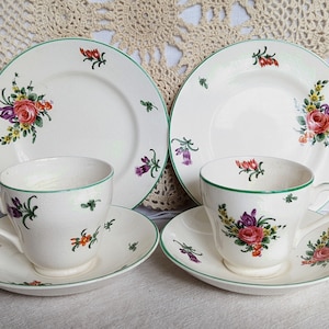 Vintage Pountney & Co. Ltd. England &quot;Bristol&quot; Pattern China Trio