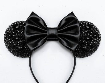 Mouse Ears,  Headband Ears, Deep Black Sparkle Ears,  Black Ears, Sparkle Collection, Magical Ears,  Mouse Ears, Magical Mouse Ears