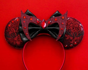 Scarlet Witch Inspired Mickey Minnie Mouse Ears / Headband / Wanda Vision Ears / Wanda Maximoff Ears / Marvel Ears