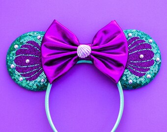 Princess Ariel Ears / Princess Inspired Mickey Minnie Mouse Ears  / Ariel Ears / Little Mermaid Ears / Disney Ears / Princess