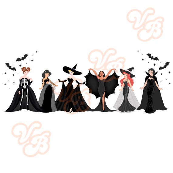 Halloween, Principessa, principesse, Disney, Belle, Cenerentola, Jasmine,  Pocahontas, Biancaneve, Ariel, nero, vestiti, ragnatela, spettrale