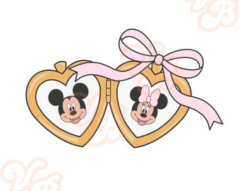 Heart locket, bow, Mickey Minnie Mouse, Sunnies Pink PNG, sun glasses, Valentine’s Day, love, pink, red