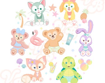 Orsetto Duffy, amici Duffy, teddy, shellie, Disneyworld PNG, sublimazione, Minnie Mouse, Topolino, Disneyland