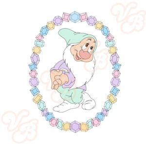 7 dwarfs, snow white, Disney, Disneyland, Disneyworld, clip art, png, movie, doc, happy, sleepy, grumpy, dopey, sneezy, bashful, frame