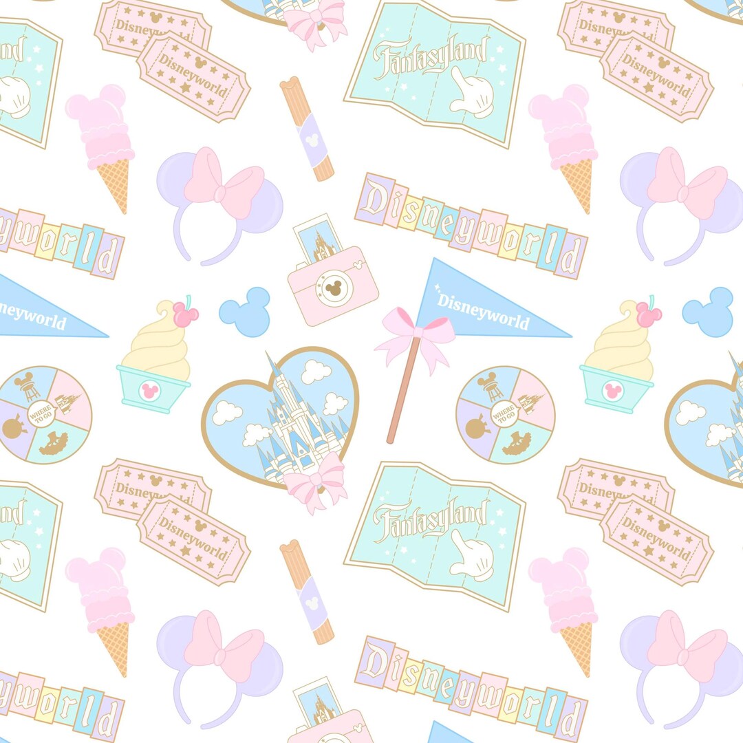 Disney Rides Pattern Parks, Disneyworld, Disneyland,girly,boy, Repeating Pattern, Clothing ...
