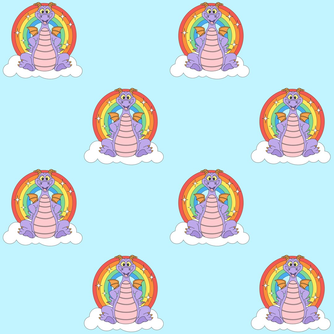 Epcot Repeating Pattern Figment, Epcot,dinosaur,rainbow, Disney, Logo, Tv Show, Retro,kids ...