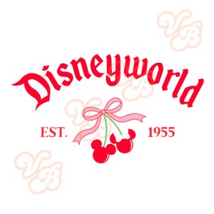 Disney Cherry Pink PNG, bow, Minnie Mouse, Mickey Mouse, cherries, girly, summer, valentines day