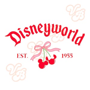 Disney Cherry Pink PNG, bow, Minnie Mouse, Mickey Mouse, cherries, girly, summer, valentines day