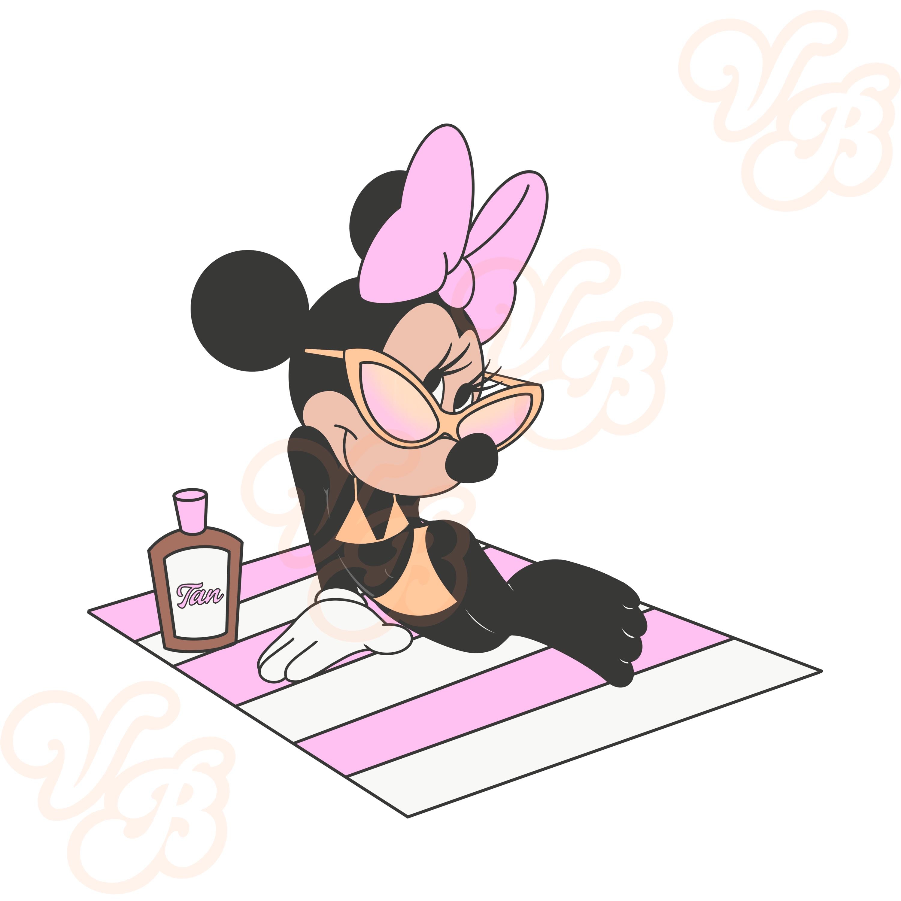 夏の親友、ミニーマウス、デイジーダック、水着、サングラス