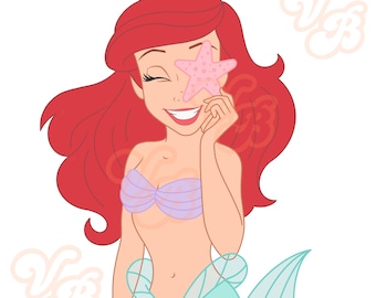 Little mermaid, shell, PNG,Sublimation, Disney,little mermaid, blue dress, kiss the girl, prince, under the sea