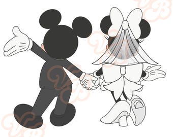 Mickey and Minnie Wedding Day PNG, Disney, roses, love , Disneyland, Disneyworld, kiss, hug,white black, engagement, holding hands, engaged,