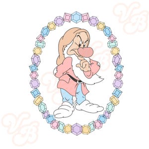 7 dwarfs, snow white, Disney, Disneyland, Disneyworld, clip art, png, movie, doc, happy, sleepy, grumpy, dopey, sneezy, bashful, frame