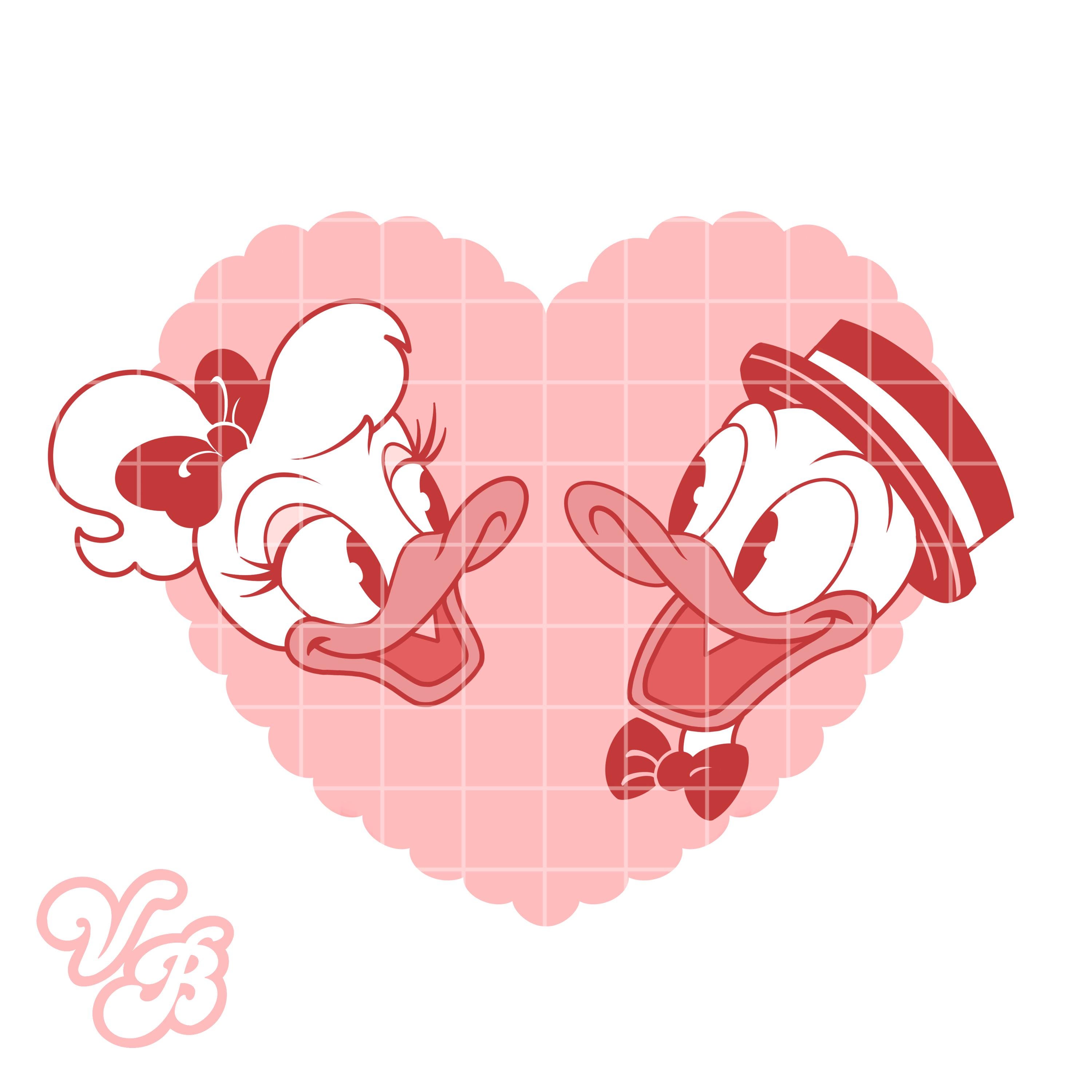 Disney Daisy and Donald Duck Heart Ear Headband Valentines Disney Donald Duck Daisy Duck Plush Valentine Love Heart  main image 4