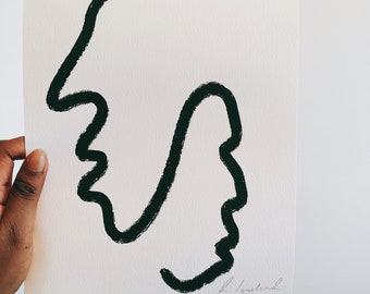 A4 single line face dual face art print // painting // thick acrylic // contemporary // minimal // original