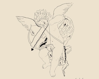 Valentines cherub art print // 148mm x 148mm square print