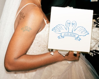 Tijdelijke bruilofttattoos op maat, romantische vrijgezellenfeestgunsten, handgetekende ontwerpen