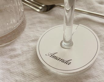 Aangepaste drankkaartjes | Naamlabels wijnglas op steel | Plaatskaarten | Gepersonaliseerde feestdecoratie