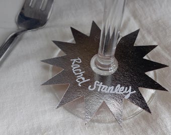 Zilveren folie-dranklabels | Naamkaartjes wijnglas | Blanco Feestdecoraties