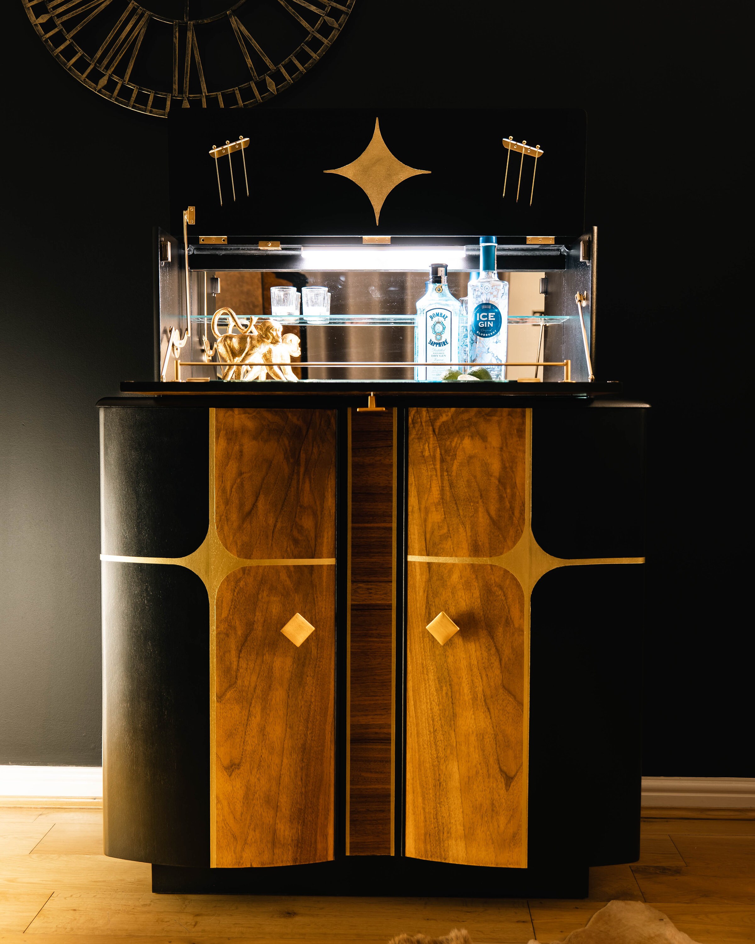 Asteria Cocktail Cabinet/ Drinks Cabinet Art Deco Cocktail Bar - Etsy UK