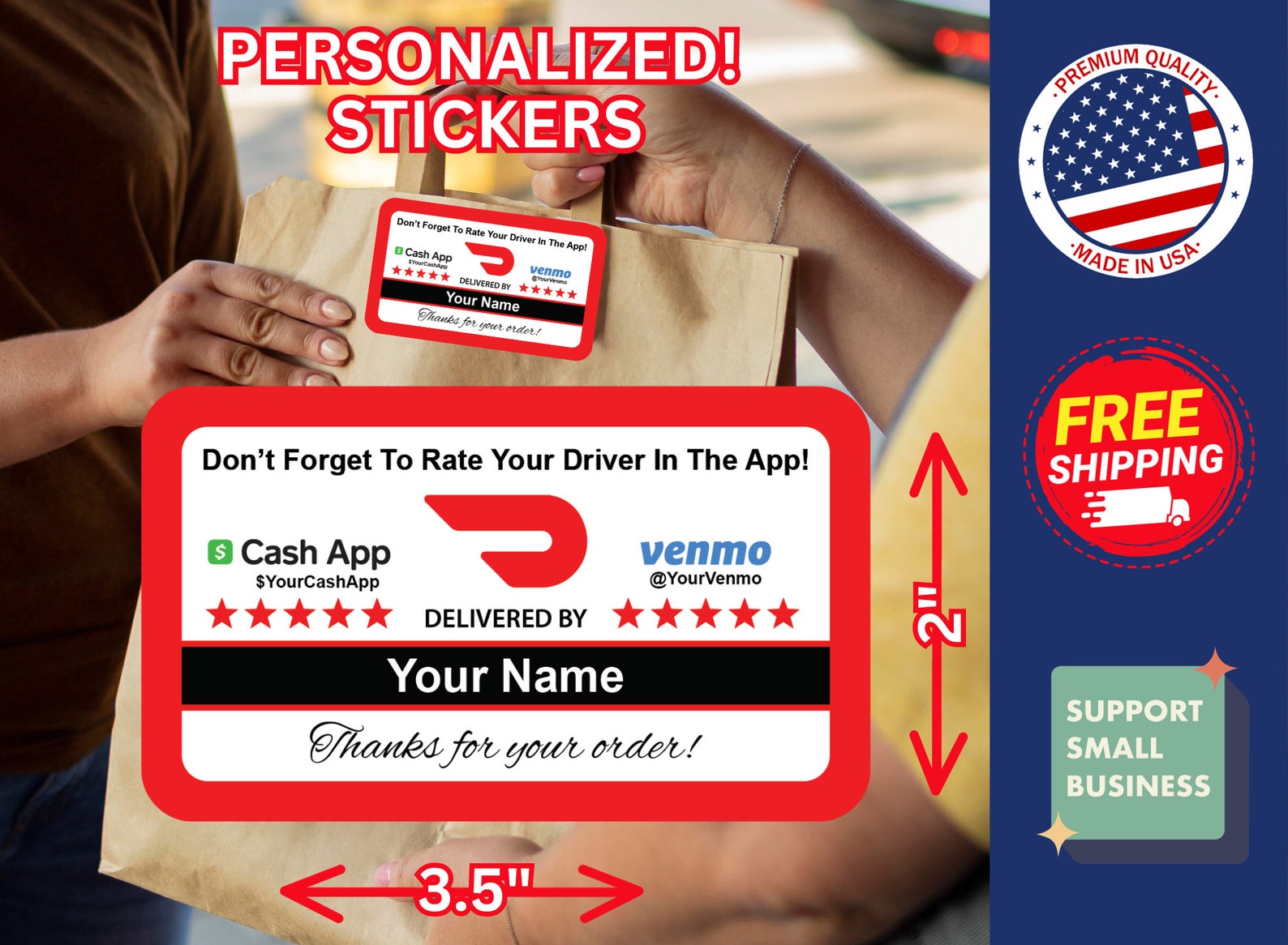 Personalized Doordash Delivery Service Stickers. Doordash . Custom ...