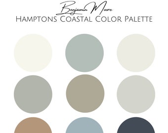 Hamptons Coastal Color Palette - Benjamin Moore - Professional Color Palette For Home - Interior Paint Palette -