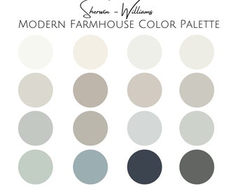 Sherwin Williams Modern Farmhouse Color Palette - Professional Color Palette For Home - Interior Paint Palette