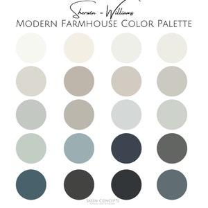 Sherwin Williams Modern Farmhouse Color Palette - Professional Color Palette For Home - Interior Paint Palette