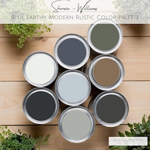 Sherwin Williams Blue Earthy Modern Rustic Color Palette - Professional Color Palette For Home - Interior Paint Color - Paint Color Ideas