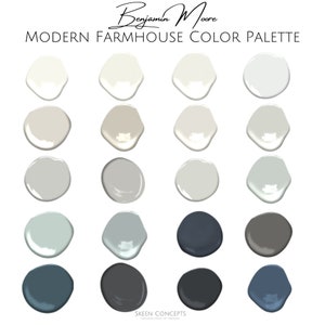 Benjamin Moore Modern Farmhouse Color Palette - Benjamin Moore - Palette di colori professionali per la casa - Palette di colori per interni