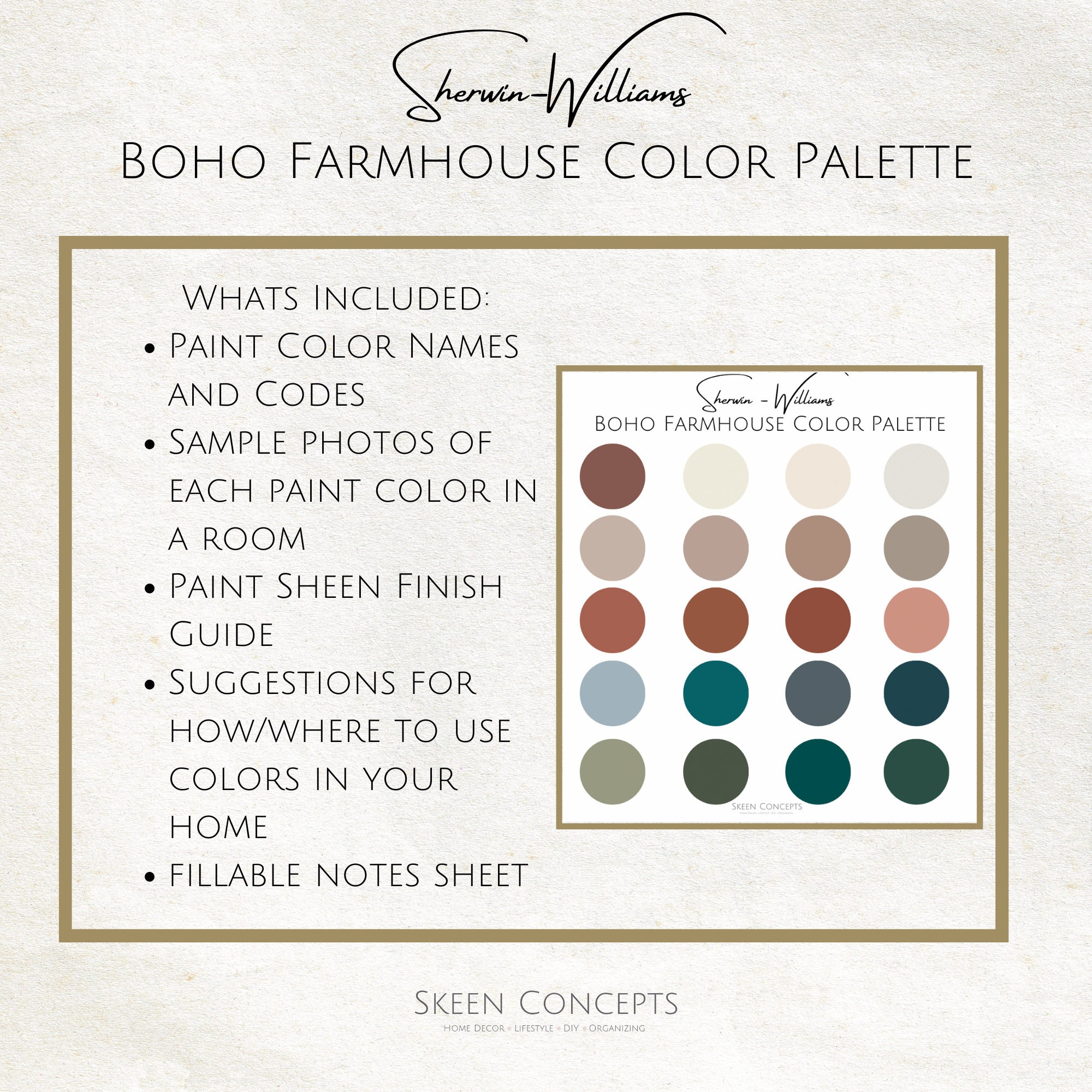 Sherwin Williams Boho Farmhouse Color Palette Professional Color