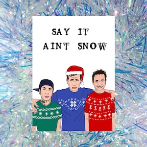 Blink 182 kerstkaart. Een grappige herinnering voor kinderen uit de jaren 90.