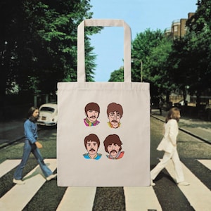 Beatles Tote Bag, Gift Bag, Reusable Canvas Cotton Bag.
