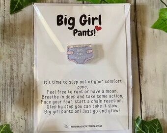 Big Girl Pants Pin Badge Poem Card