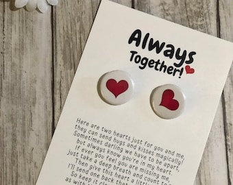 Always Together 2 x Heart Pin Badges - Kids Anxiety Relief, Separation Anxiety.