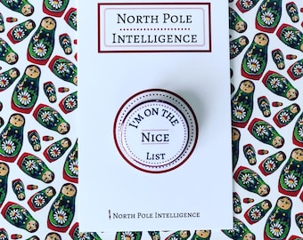 Santa Nice List Pin Badge - Father Christmas